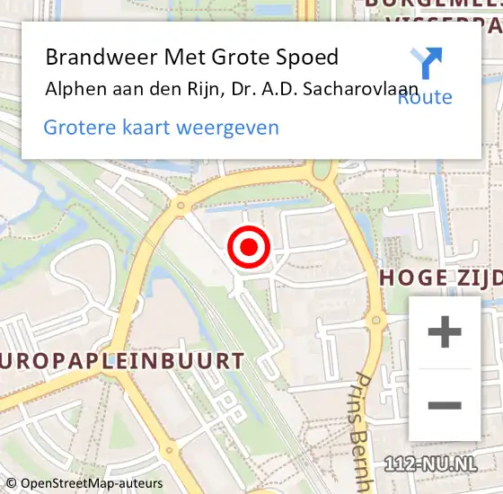 Locatie op kaart van de 112 melding: Brandweer Met Grote Spoed Naar Alphen aan den Rijn, Dr. A.D. Sacharovlaan op 12 september 2024 14:04