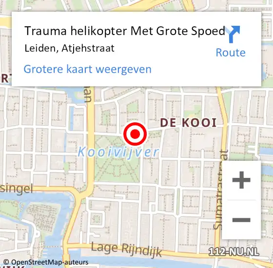 Locatie op kaart van de 112 melding: Trauma helikopter Met Grote Spoed Naar Leiden, Atjehstraat op 12 september 2024 14:04