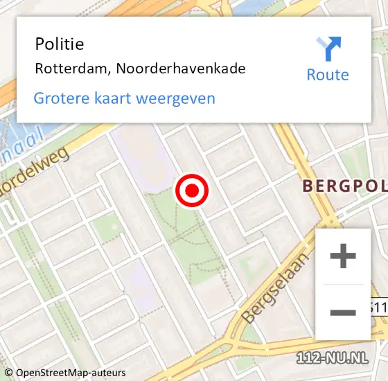 Locatie op kaart van de 112 melding: Politie Rotterdam, Noorderhavenkade op 12 september 2024 14:07