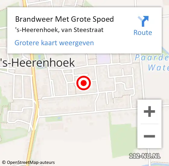 Locatie op kaart van de 112 melding: Brandweer Met Grote Spoed Naar 's-Heerenhoek, van Steestraat op 12 september 2024 14:08