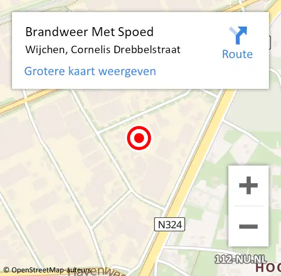 Locatie op kaart van de 112 melding: Brandweer Met Spoed Naar Wijchen, Cornelis Drebbelstraat op 12 september 2024 14:21