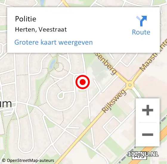 Locatie op kaart van de 112 melding: Politie Herten, Veestraat op 12 september 2024 14:34