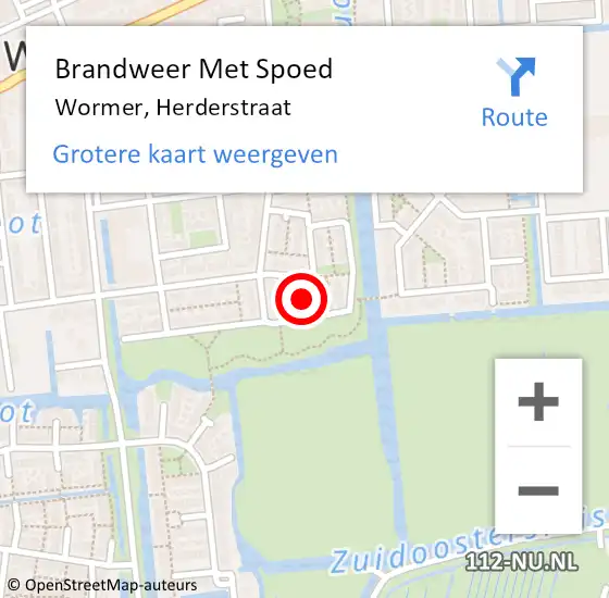 Locatie op kaart van de 112 melding: Brandweer Met Spoed Naar Wormer, Herderstraat op 12 september 2024 14:53