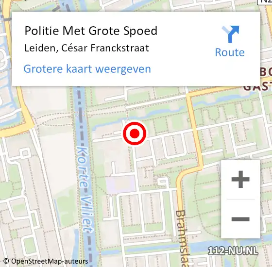 Locatie op kaart van de 112 melding: Politie Met Grote Spoed Naar Leiden, César Franckstraat op 12 september 2024 15:11