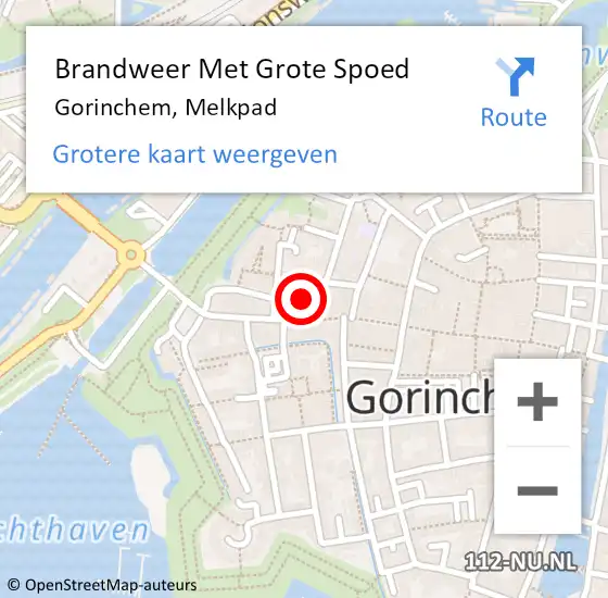 Locatie op kaart van de 112 melding: Brandweer Met Grote Spoed Naar Gorinchem, Melkpad op 12 september 2024 15:17