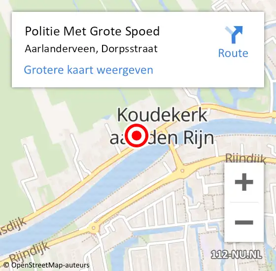 Locatie op kaart van de 112 melding: Politie Met Grote Spoed Naar Aarlanderveen, Dorpsstraat op 12 september 2024 15:23