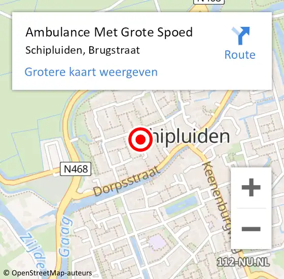 Locatie op kaart van de 112 melding: Ambulance Met Grote Spoed Naar Schipluiden, Brugstraat op 12 september 2024 15:25