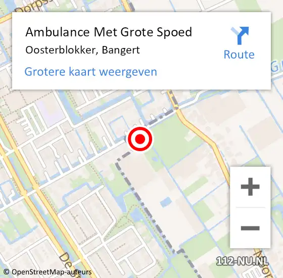 Locatie op kaart van de 112 melding: Ambulance Met Grote Spoed Naar Oosterblokker, Bangert op 12 september 2024 15:28