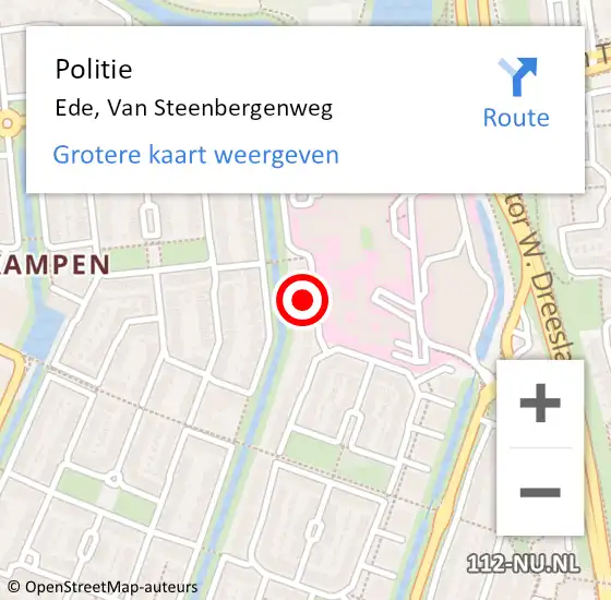 Locatie op kaart van de 112 melding: Politie Ede, Van Steenbergenweg op 12 september 2024 15:33