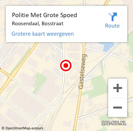 Locatie op kaart van de 112 melding: Politie Met Grote Spoed Naar Roosendaal, Bosstraat op 12 september 2024 15:40