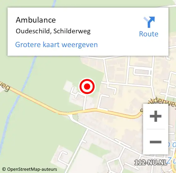 Locatie op kaart van de 112 melding: Ambulance Oudeschild, Schilderweg op 12 september 2024 15:41