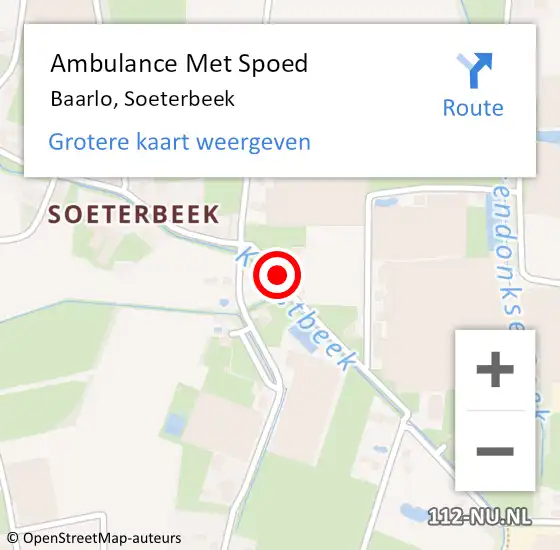 Locatie op kaart van de 112 melding: Ambulance Met Spoed Naar Baarlo, Soeterbeek op 19 oktober 2014 22:11