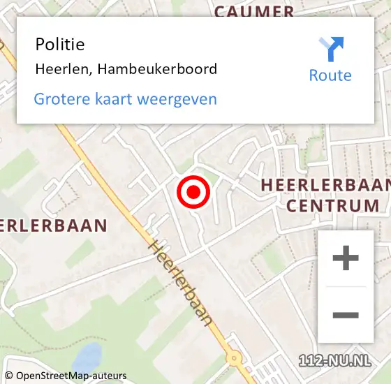 Locatie op kaart van de 112 melding: Politie Heerlen, Hambeukerboord op 12 september 2024 16:01