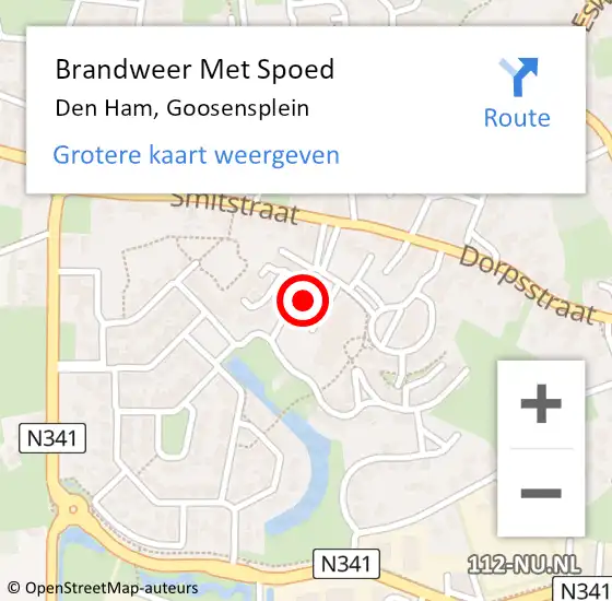 Locatie op kaart van de 112 melding: Brandweer Met Spoed Naar Den Ham, Goosensplein op 12 september 2024 16:05