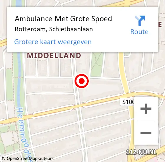 Locatie op kaart van de 112 melding: Ambulance Met Grote Spoed Naar Rotterdam, Schietbaanlaan op 12 september 2024 16:06