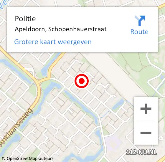 Locatie op kaart van de 112 melding: Politie Apeldoorn, Schopenhauerstraat op 12 september 2024 16:08