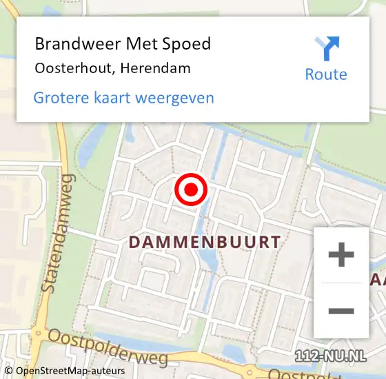 Locatie op kaart van de 112 melding: Brandweer Met Spoed Naar Oosterhout, Herendam op 12 september 2024 16:16