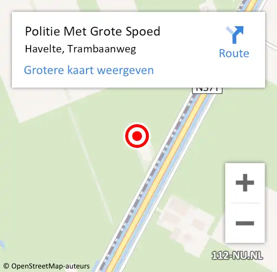 Locatie op kaart van de 112 melding: Politie Met Grote Spoed Naar Havelte, Trambaanweg op 12 september 2024 16:17