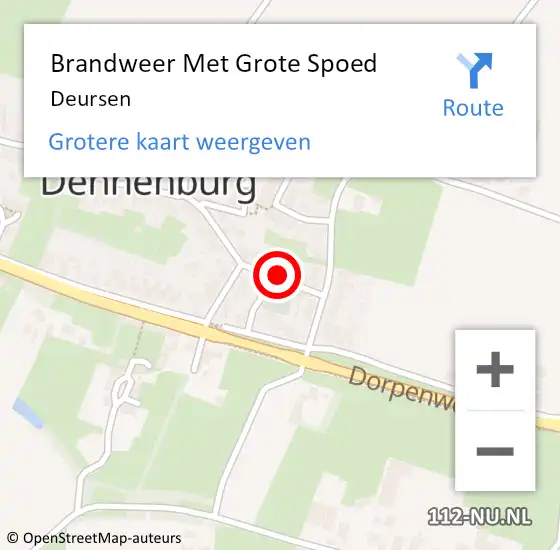 Locatie op kaart van de 112 melding: Brandweer Met Grote Spoed Naar Deursen op 12 september 2024 16:17