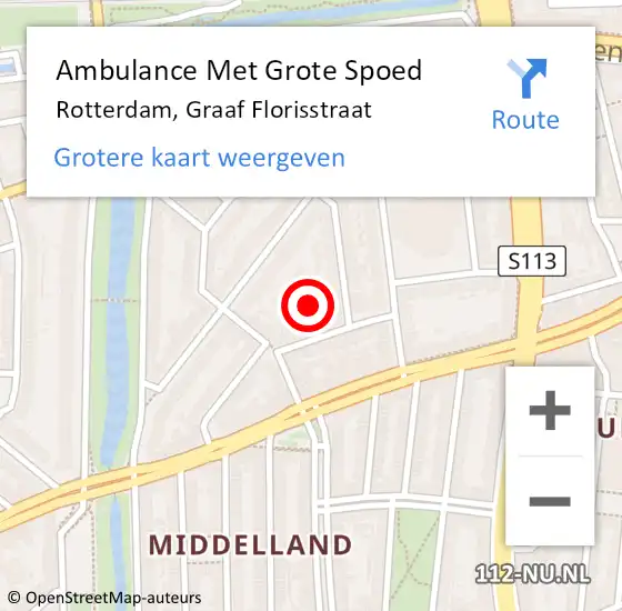 Locatie op kaart van de 112 melding: Ambulance Met Grote Spoed Naar Rotterdam, Graaf Florisstraat op 12 september 2024 16:41