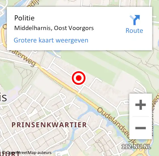 Locatie op kaart van de 112 melding: Politie Middelharnis, Oost Voorgors op 12 september 2024 16:45