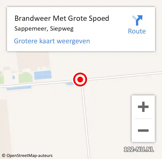 Locatie op kaart van de 112 melding: Brandweer Met Grote Spoed Naar Sappemeer, Siepweg op 19 oktober 2014 22:22