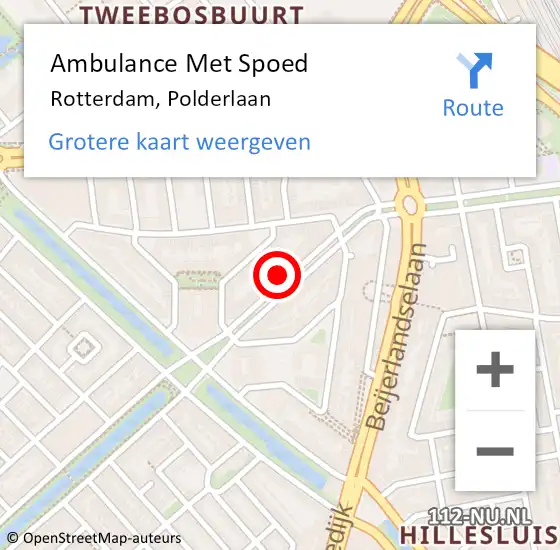 Locatie op kaart van de 112 melding: Ambulance Met Spoed Naar Rotterdam, Polderlaan op 12 september 2024 16:52