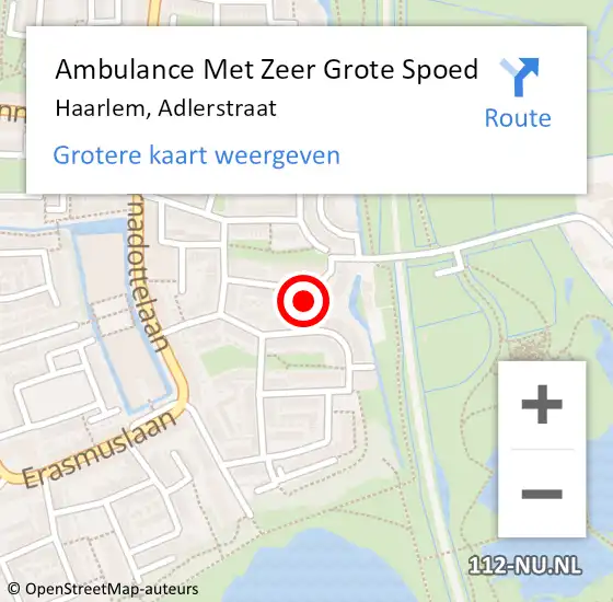 Locatie op kaart van de 112 melding: Ambulance Met Zeer Grote Spoed Naar Haarlem, Adlerstraat op 12 september 2024 16:59