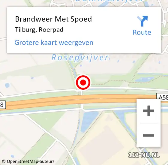 Locatie op kaart van de 112 melding: Brandweer Met Spoed Naar Tilburg, Roerpad op 12 september 2024 17:04