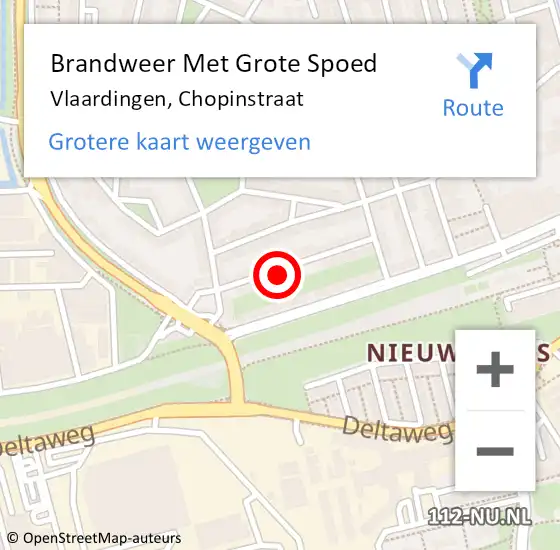 Locatie op kaart van de 112 melding: Brandweer Met Grote Spoed Naar Vlaardingen, Chopinstraat op 12 september 2024 17:08