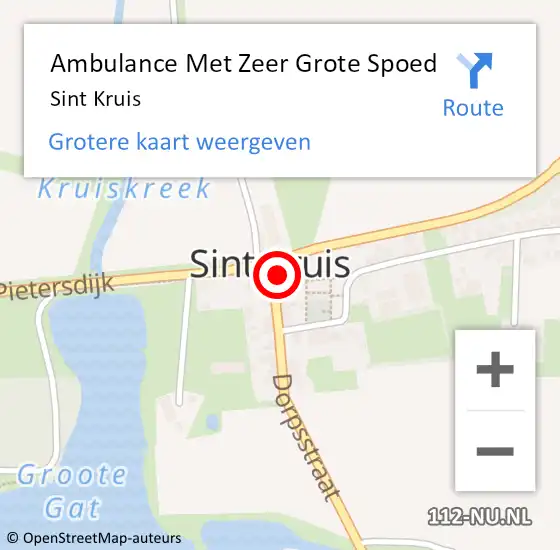 Locatie op kaart van de 112 melding: Ambulance Met Zeer Grote Spoed Naar Sint Kruis op 12 september 2024 17:09