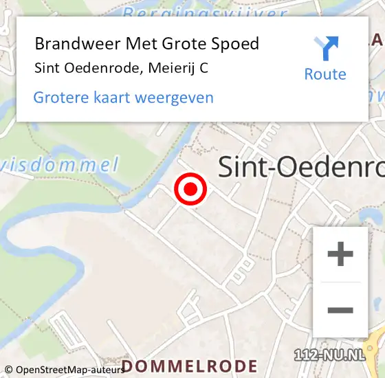 Locatie op kaart van de 112 melding: Brandweer Met Grote Spoed Naar Sint Oedenrode, Meierij C op 12 september 2024 17:09