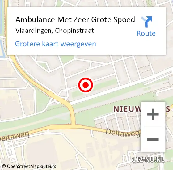 Locatie op kaart van de 112 melding: Ambulance Met Zeer Grote Spoed Naar Vlaardingen, Chopinstraat op 12 september 2024 17:09