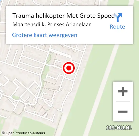 Locatie op kaart van de 112 melding: Trauma helikopter Met Grote Spoed Naar Maartensdijk, Prinses Arianelaan op 12 september 2024 17:09