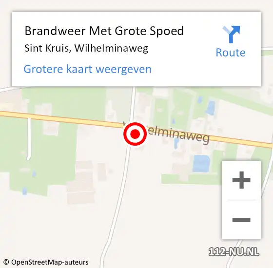 Locatie op kaart van de 112 melding: Brandweer Met Grote Spoed Naar Sint Kruis, Wilhelminaweg op 12 september 2024 17:09