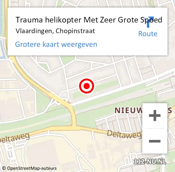 Locatie op kaart van de 112 melding: Trauma helikopter Met Zeer Grote Spoed Naar Vlaardingen, Chopinstraat op 12 september 2024 17:09