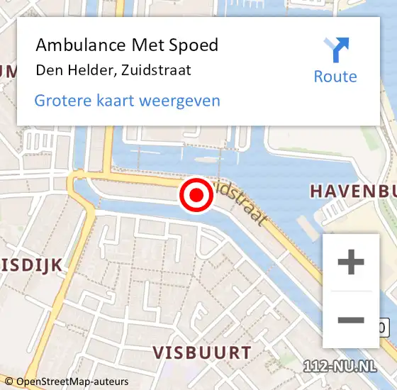 Locatie op kaart van de 112 melding: Ambulance Met Spoed Naar Den Helder, Zuidstraat op 12 september 2024 17:11