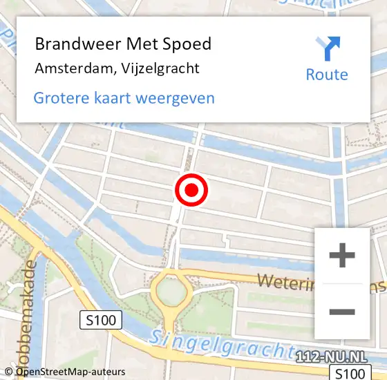 Locatie op kaart van de 112 melding: Brandweer Met Spoed Naar Amsterdam, Vijzelgracht op 12 september 2024 17:12