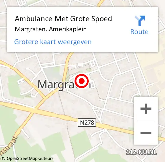 Locatie op kaart van de 112 melding: Ambulance Met Grote Spoed Naar Margraten, Amerikaplein op 12 september 2024 17:14