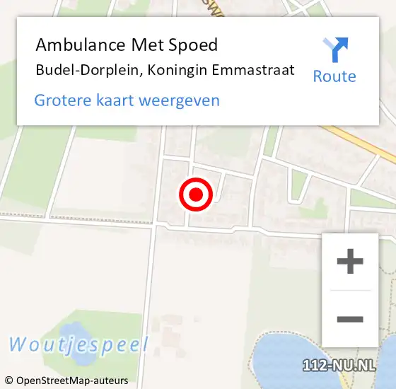 Locatie op kaart van de 112 melding: Ambulance Met Spoed Naar Budel-Dorplein, Koningin Emmastraat op 12 september 2024 17:15