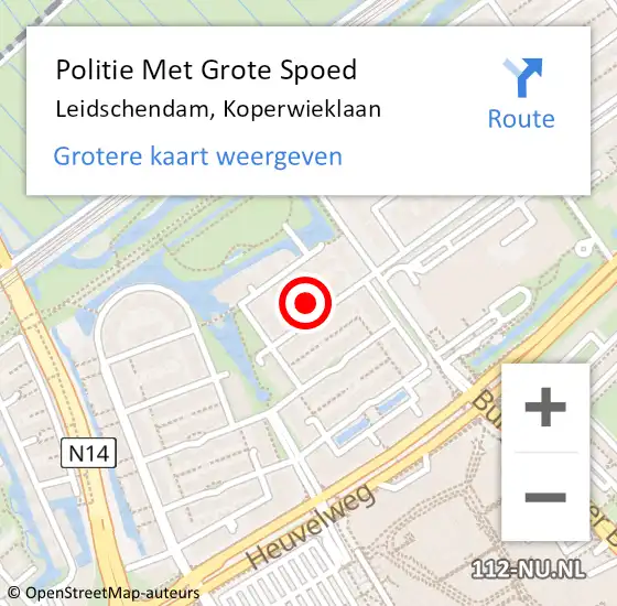 Locatie op kaart van de 112 melding: Politie Met Grote Spoed Naar Leidschendam, Koperwieklaan op 12 september 2024 17:38