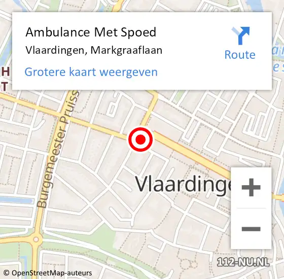 Locatie op kaart van de 112 melding: Ambulance Met Spoed Naar Vlaardingen, Markgraaflaan op 12 september 2024 17:56