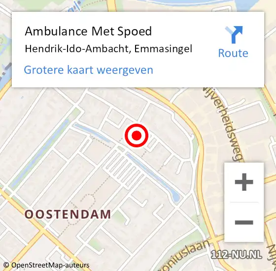 Locatie op kaart van de 112 melding: Ambulance Met Spoed Naar Hendrik-Ido-Ambacht, Emmasingel op 12 september 2024 18:07