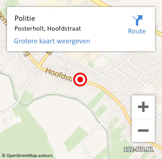 Locatie op kaart van de 112 melding: Politie Posterholt, Hoofdstraat op 12 september 2024 18:15