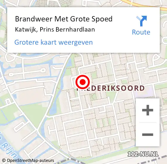 Locatie op kaart van de 112 melding: Brandweer Met Grote Spoed Naar Rijnsburg, Prins Bernhardlaan op 12 september 2024 18:16