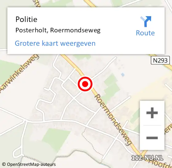 Locatie op kaart van de 112 melding: Politie Posterholt, Roermondseweg op 12 september 2024 18:16