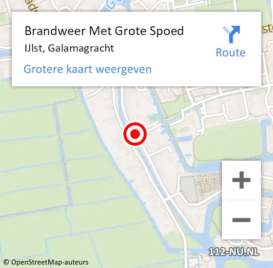 Locatie op kaart van de 112 melding: Brandweer Met Grote Spoed Naar IJlst, Galamagracht op 12 september 2024 18:18