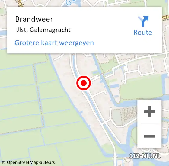 Locatie op kaart van de 112 melding: Brandweer IJlst, Galamagracht op 12 september 2024 18:20