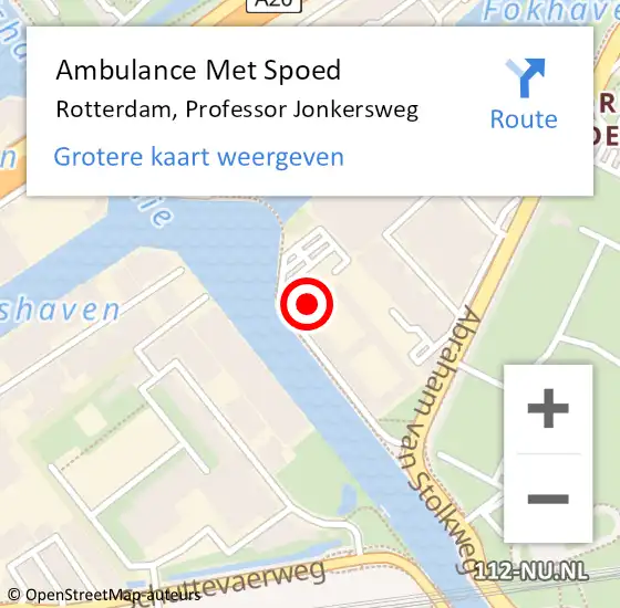 Locatie op kaart van de 112 melding: Ambulance Met Spoed Naar Rotterdam, Professor Jonkersweg op 12 september 2024 18:49