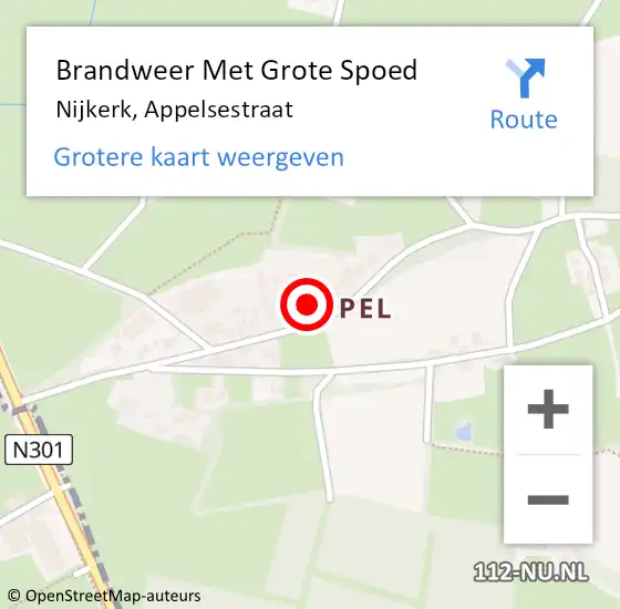 Locatie op kaart van de 112 melding: Brandweer Met Grote Spoed Naar Nijkerk, Appelsestraat op 12 september 2024 18:55